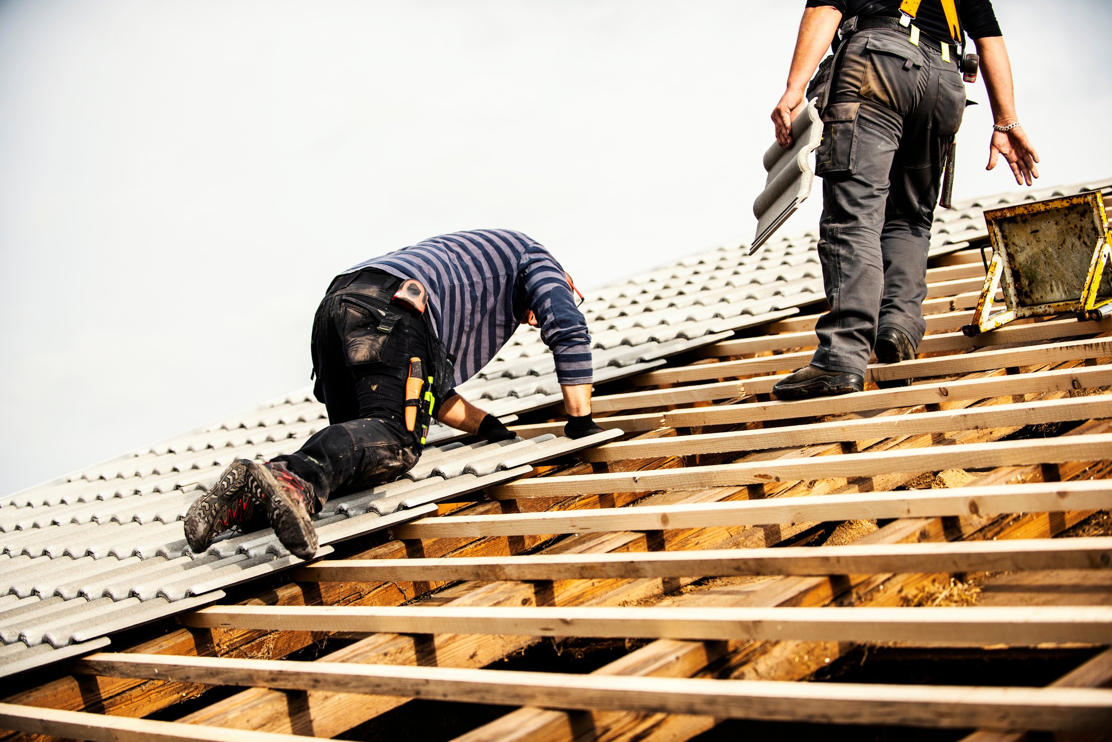 Roofer at work